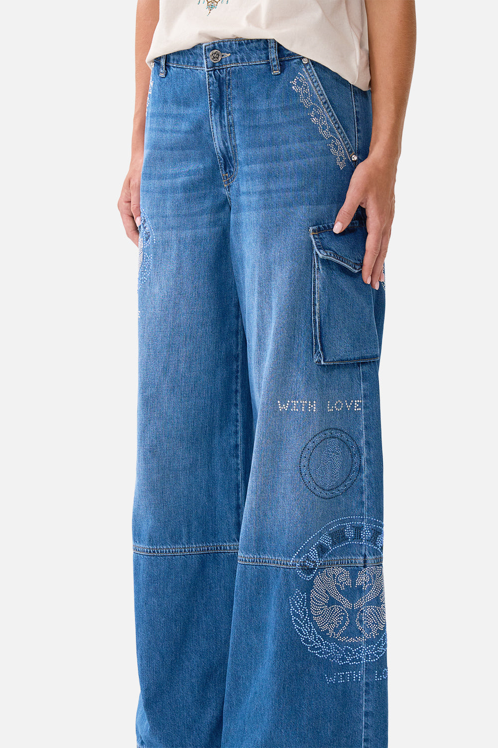 WIDE LEG CARGO JEAN DENIM