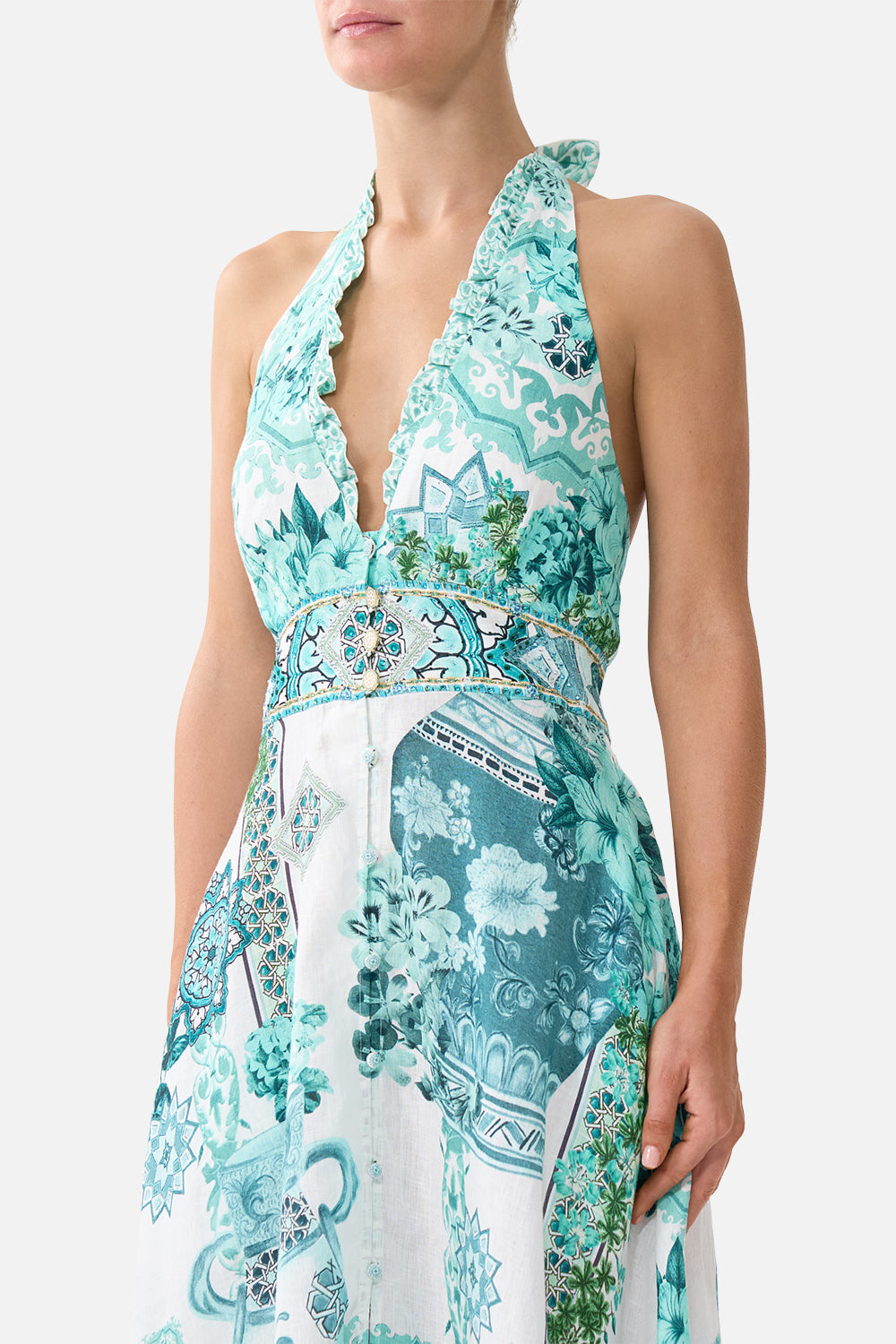 RUFFLE NECK HALTER DRESS BALEARIC BEBÉ