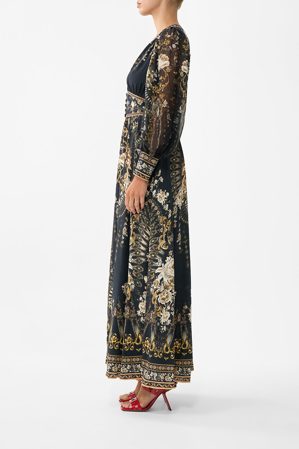 SHAPED WAISTBAND DRESS WITH GATHERED SLEEVES FLAMENCO FOLKLORE