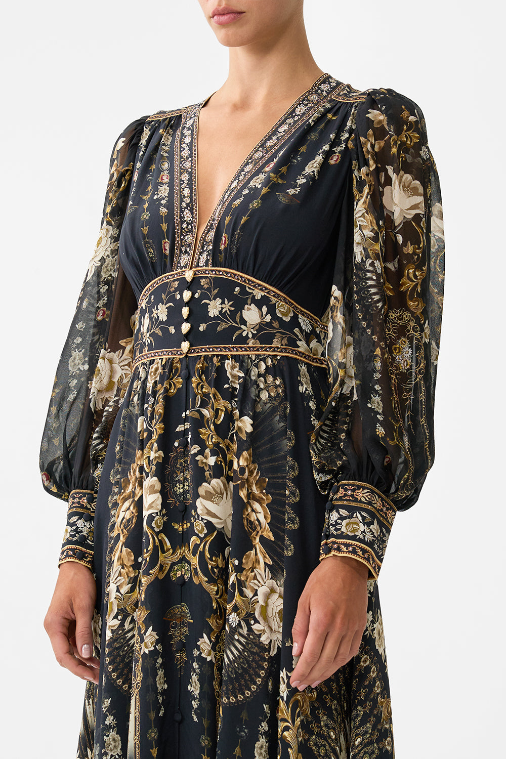 SHAPED WAISTBAND DRESS WITH GATHERED SLEEVES FLAMENCO FOLKLORE