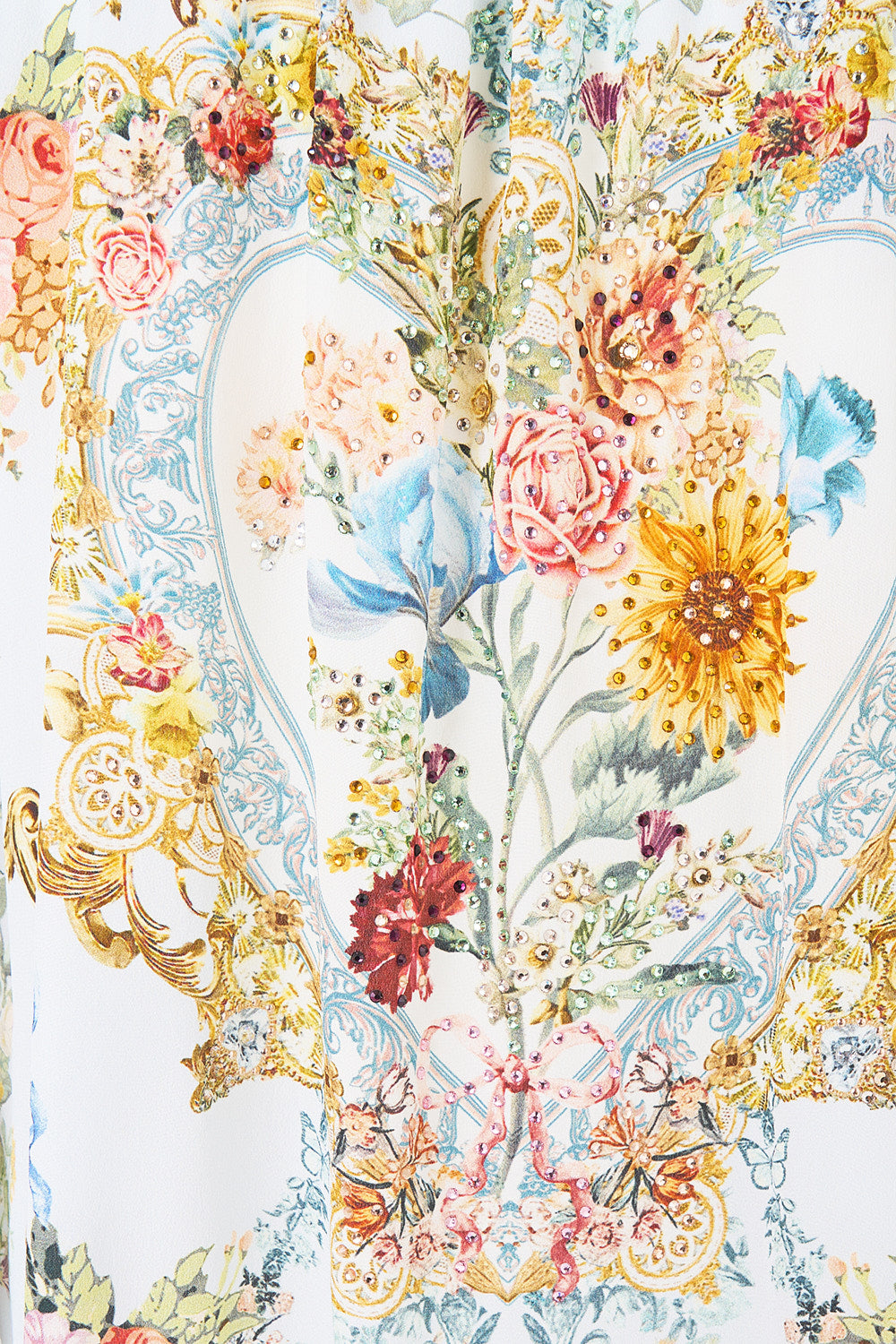 LACE UP V NECK BLOUSE WITH CASCADE RUFFLES SEVILLE SWEETHEART