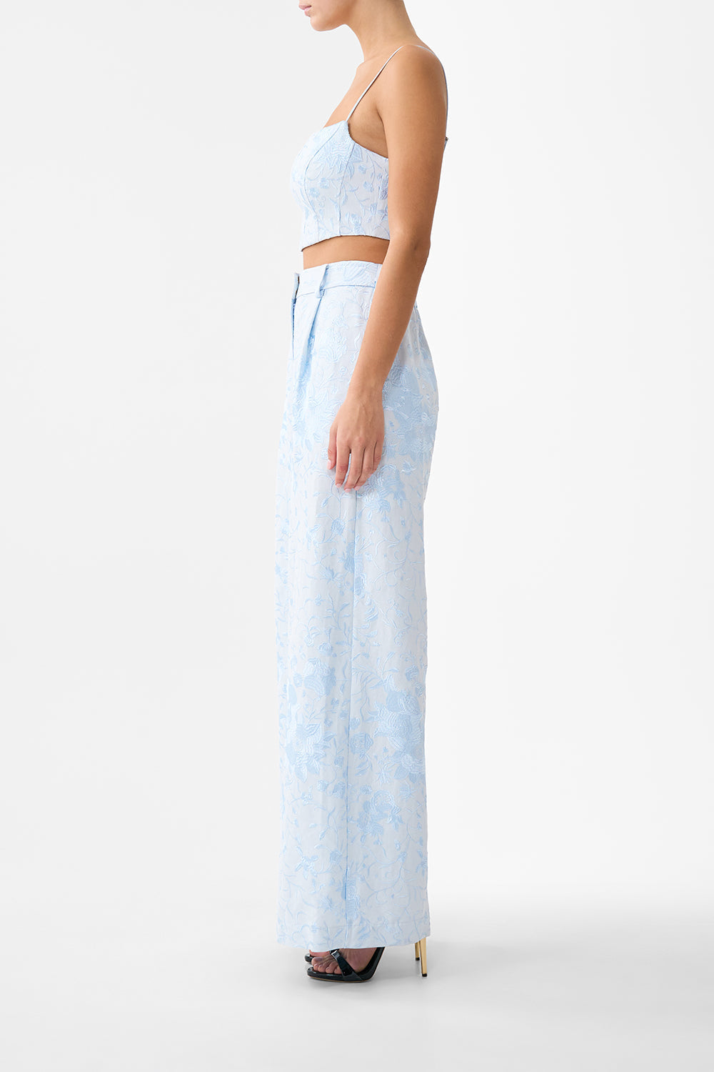 The CAMILLA wide leg waisted pant in our print Seville Sweetheart.