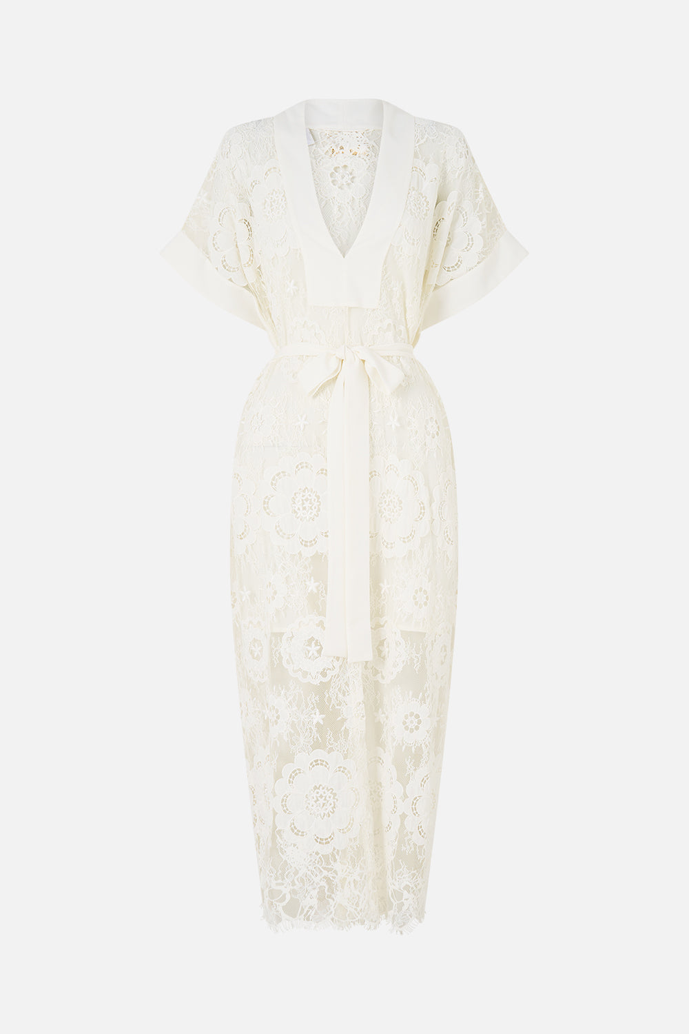 V NECK KAFTAN WITH TIE WAIST CREAM LACE I LEFT MY HEART IN GRANADA