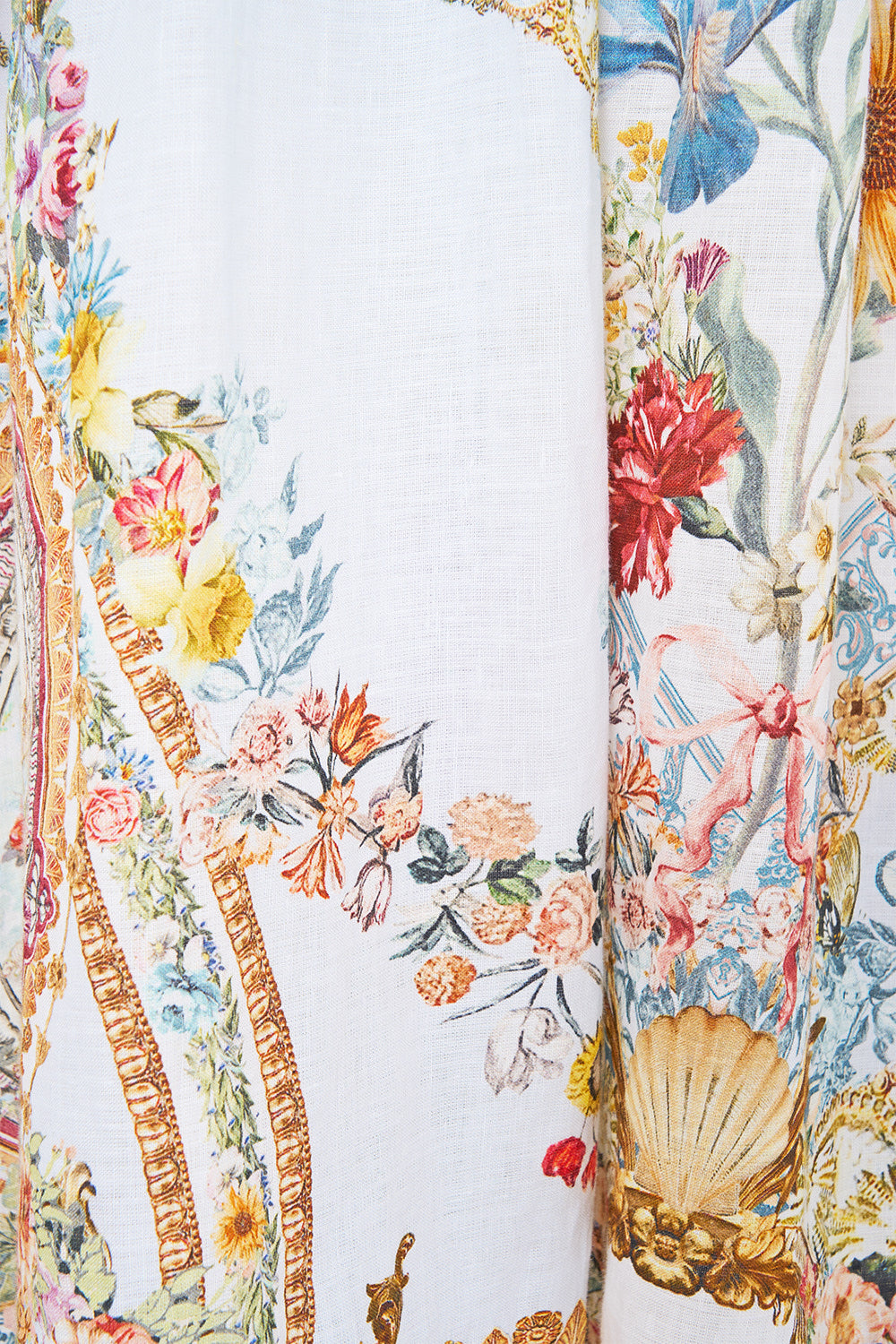 The CAMILLA ASYMMETRIC HEM RUFFLE DRESS MATADORA FLORA in our  print.