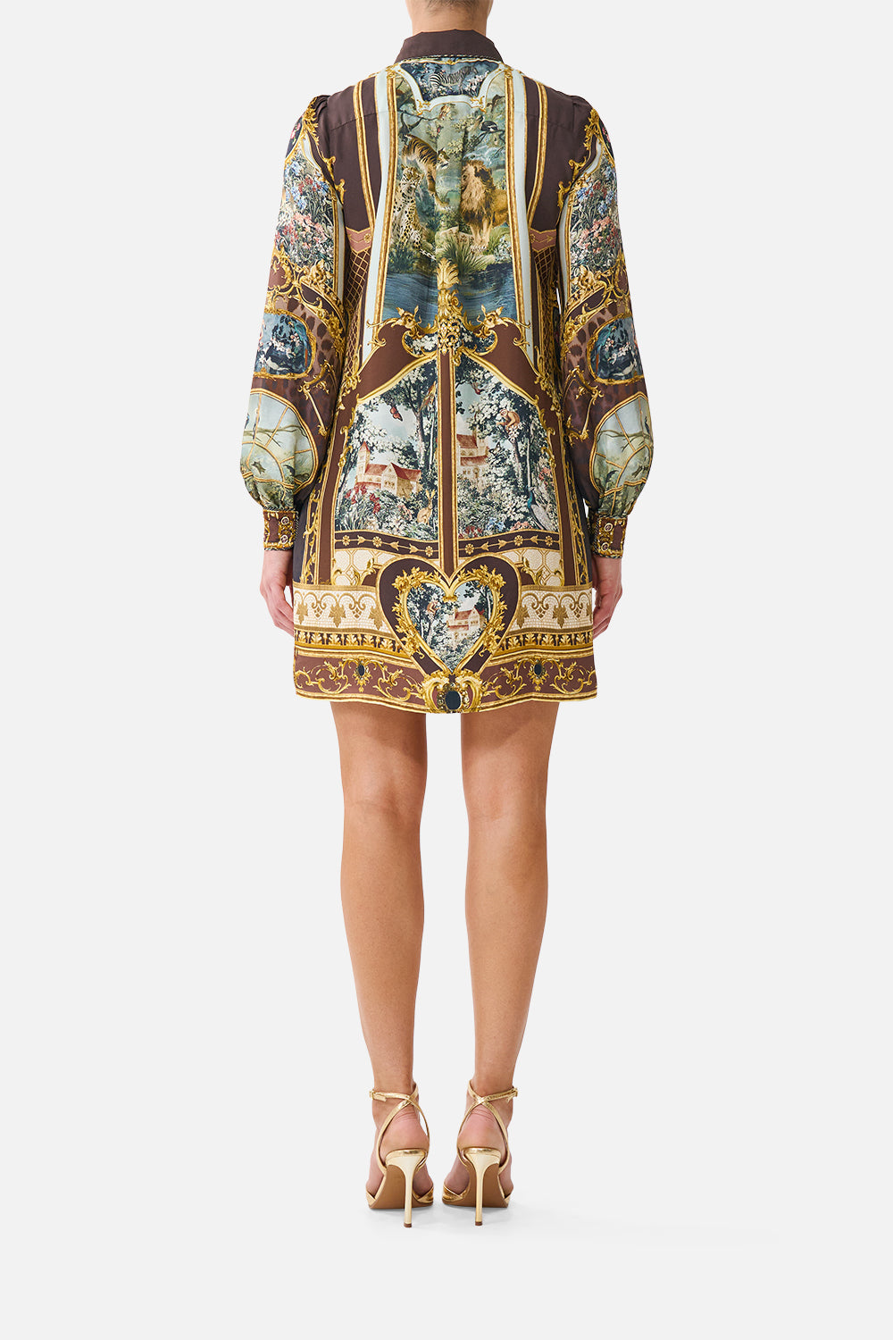 The CAMILLA COLLARED SHIRT DRESS WITH PINTUCKS ANIMALS IN THE PALACE