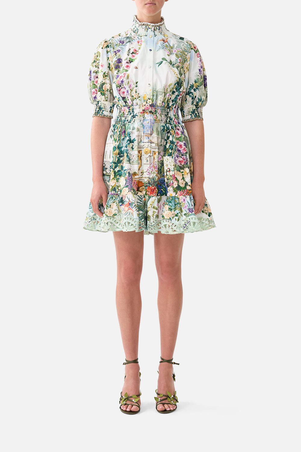 The CAMILLA SHORT DRESS WITH SHIRRED WAIST ART FOR THE EMPRESSART FOR THE EMPRESS