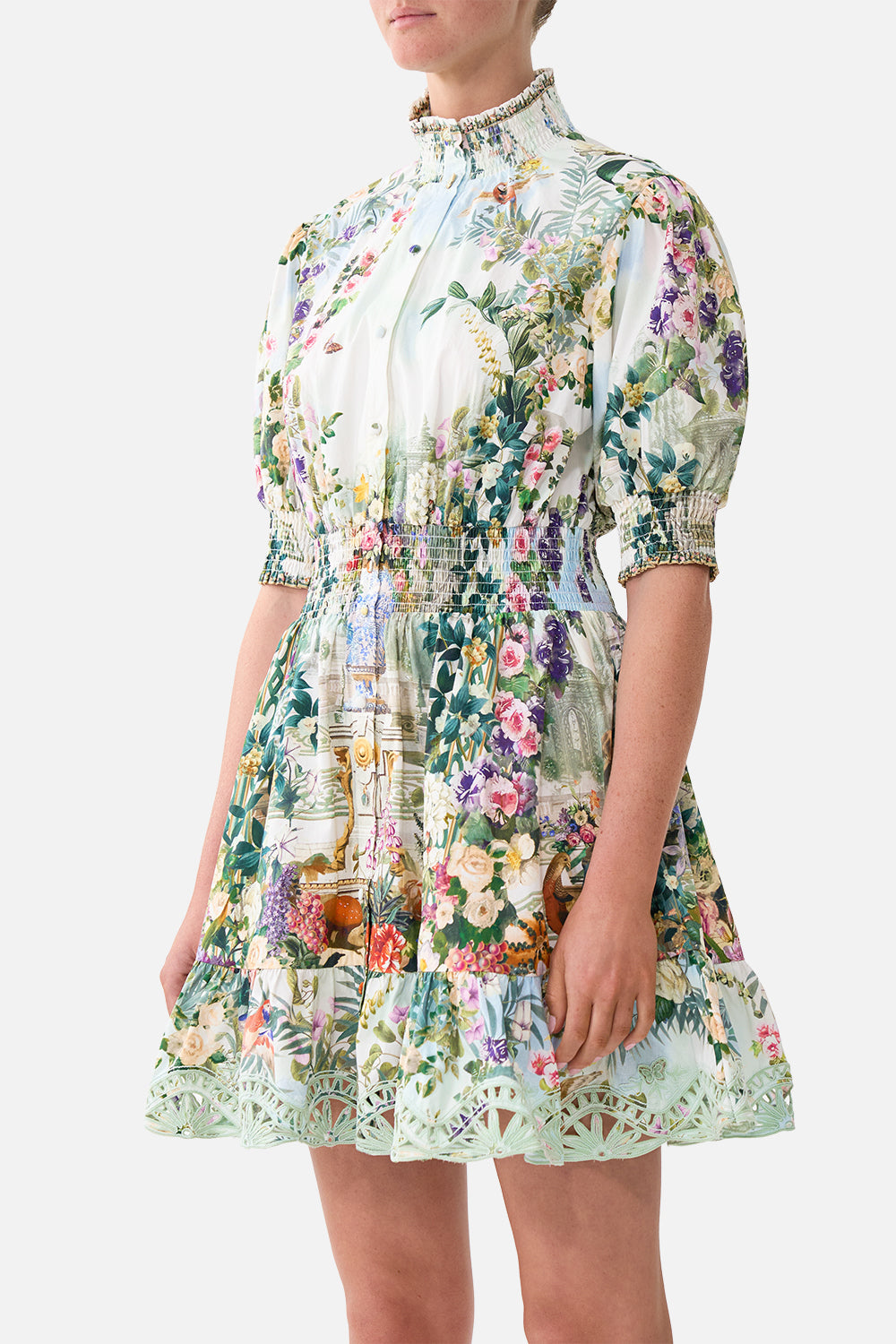 SHORT DRESS WITH SHIRRED WAIST ART FOR THE EMPRESS