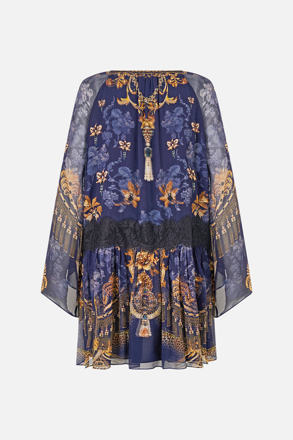 ROBE COURTE DÉCONTRACTÉE À TAILLE BASSE DÉCORÉE DE BAROQUE