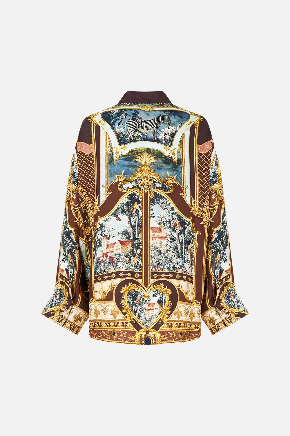 The CAMILLA RELAXED COLLARED SHIRT WITH POCKET ANIMALS IN THE PALACE