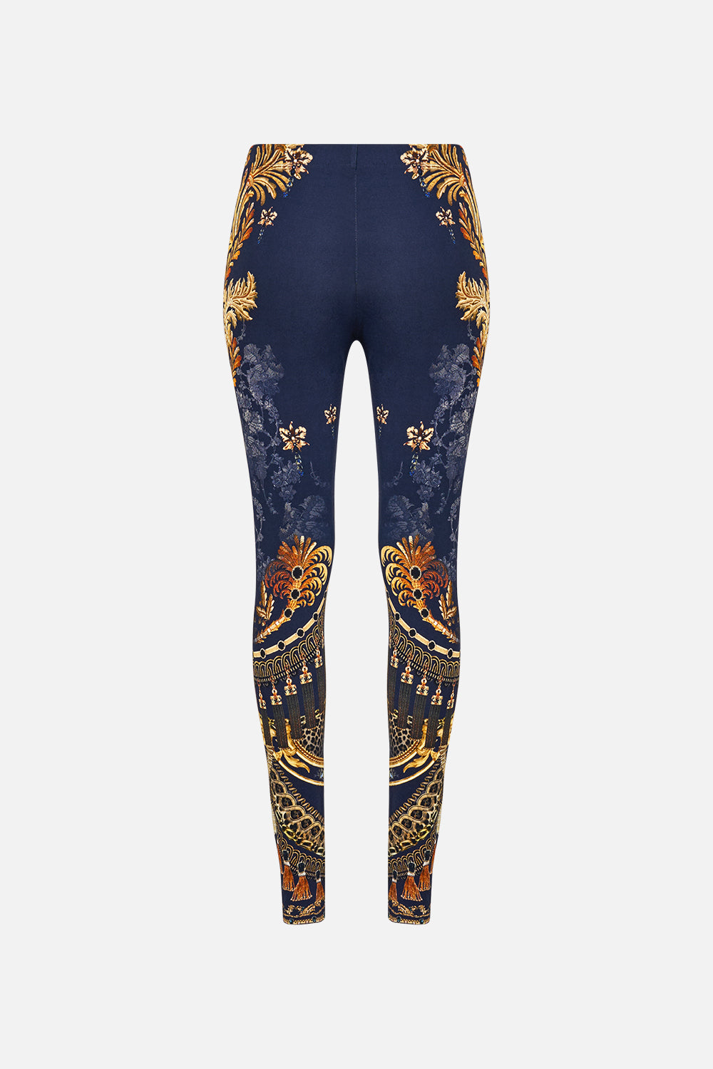 The CAMILLA Leggings in our Cloaked in Baroque print, back view.