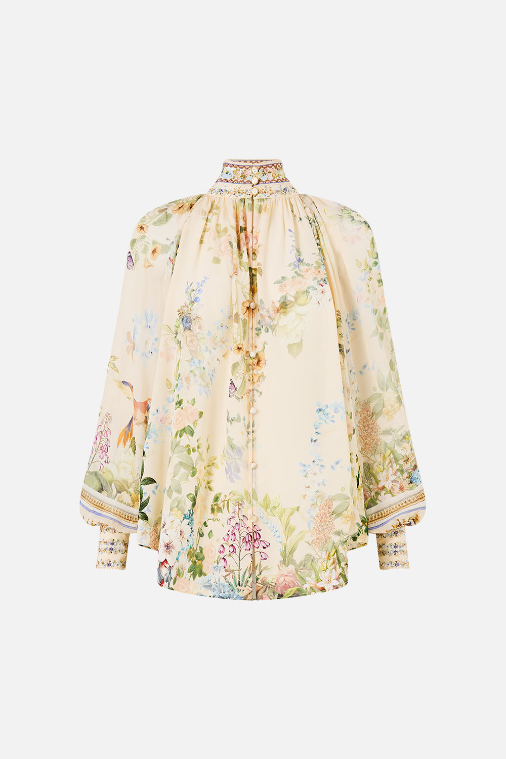 The CAMILLA Raglan Button Up Shirt Midsummer Masterpiece in our Midsummer Masterpiece print.