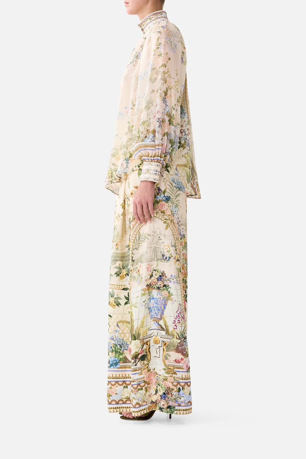 The CAMILLA Raglan Button Up Shirt Midsummer Masterpiece in our Midsummer Masterpiece print.