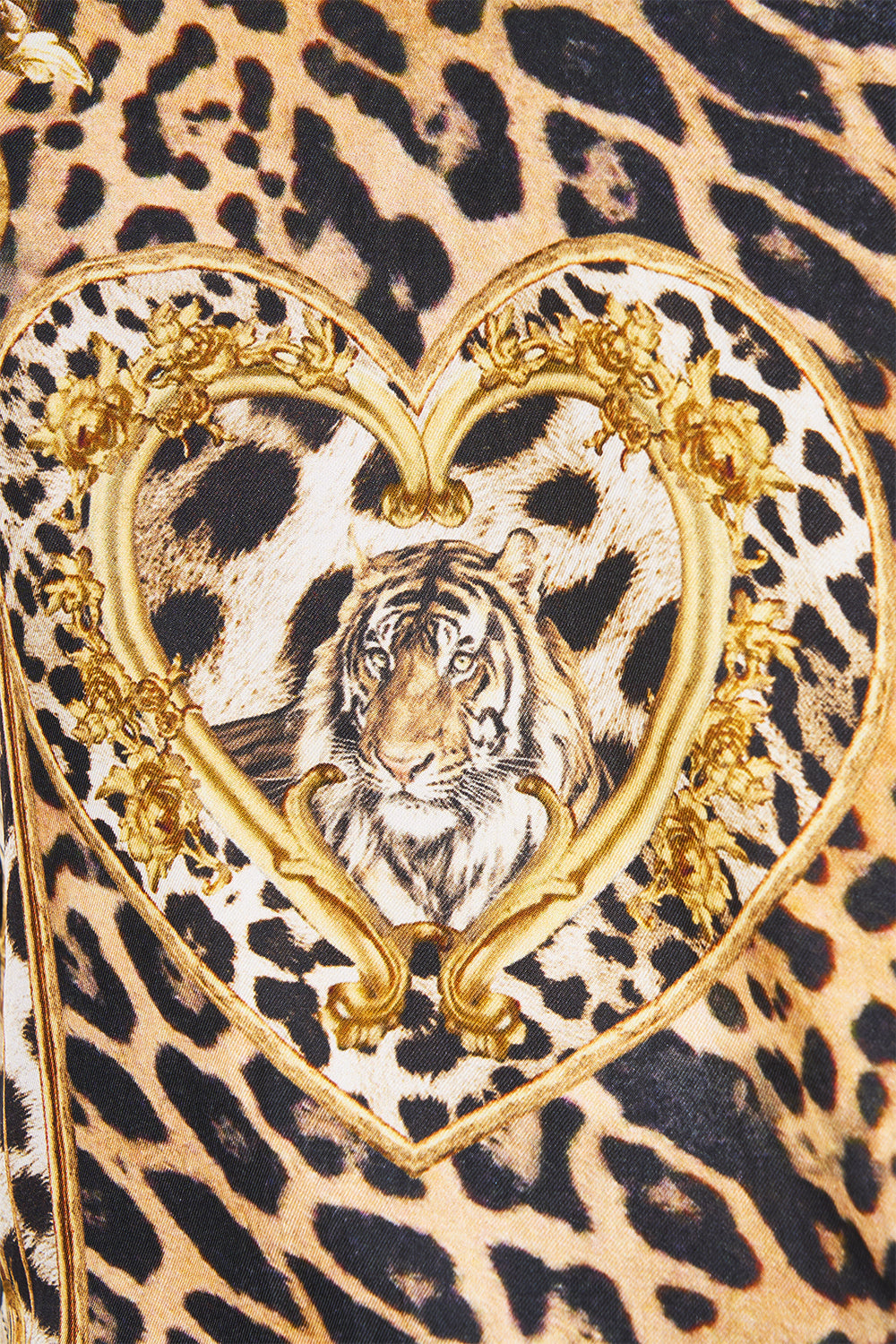 The CAMILLA COLLARED SHIRT WITH PINTUCKS LEOPARD LIBERTINE