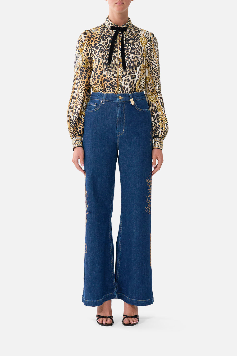 The CAMILLA COLLARED SHIRT WITH PINTUCKS LEOPARD LIBERTINELEOPARD LIBERTINE