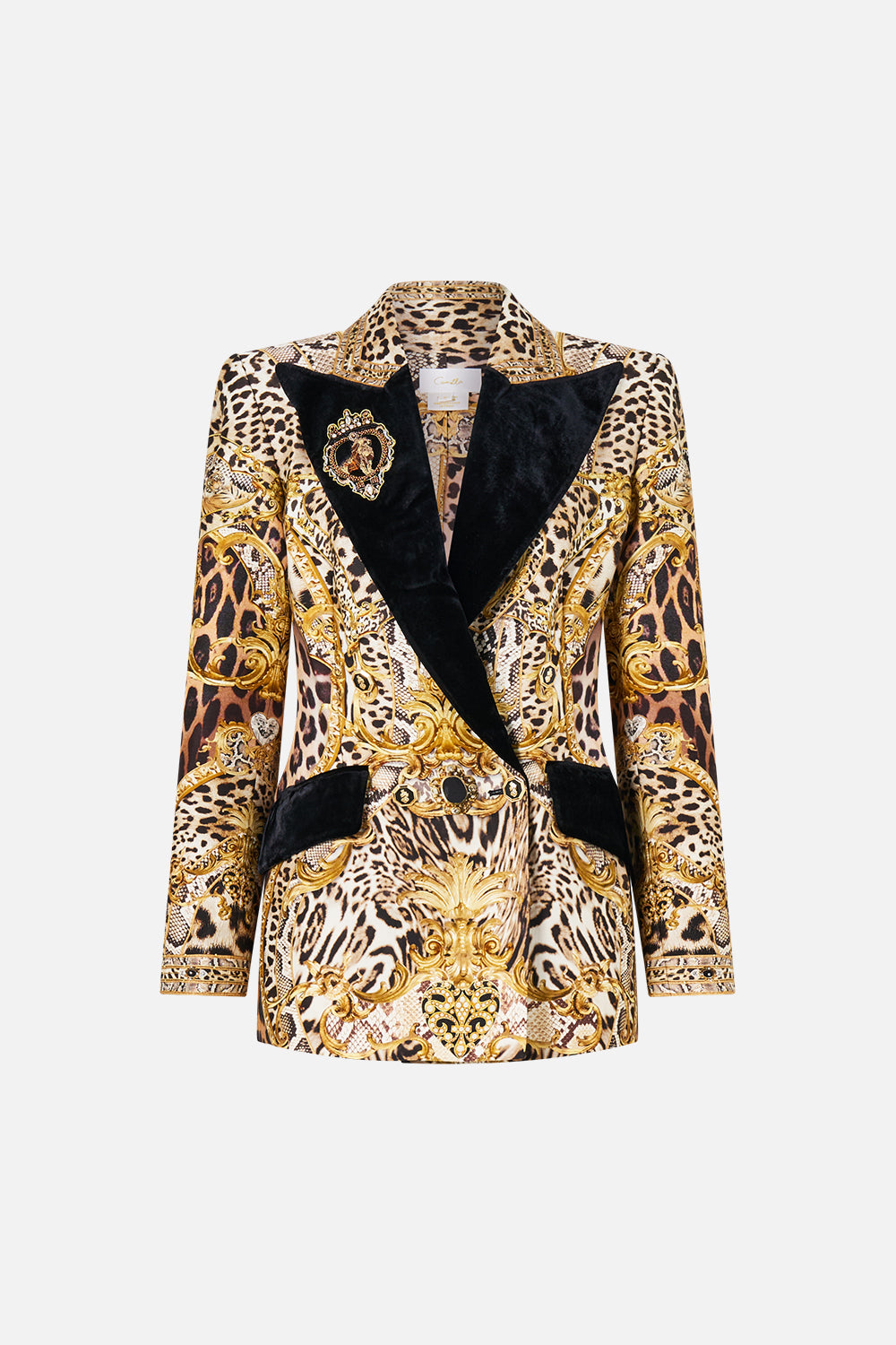 The CAMILLA DOUBLE BREASTED SUIT JACKET LEOPARD LIBERTINE