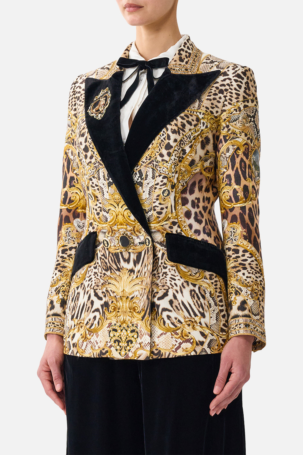 The CAMILLA DOUBLE BREASTED SUIT JACKET LEOPARD LIBERTINE