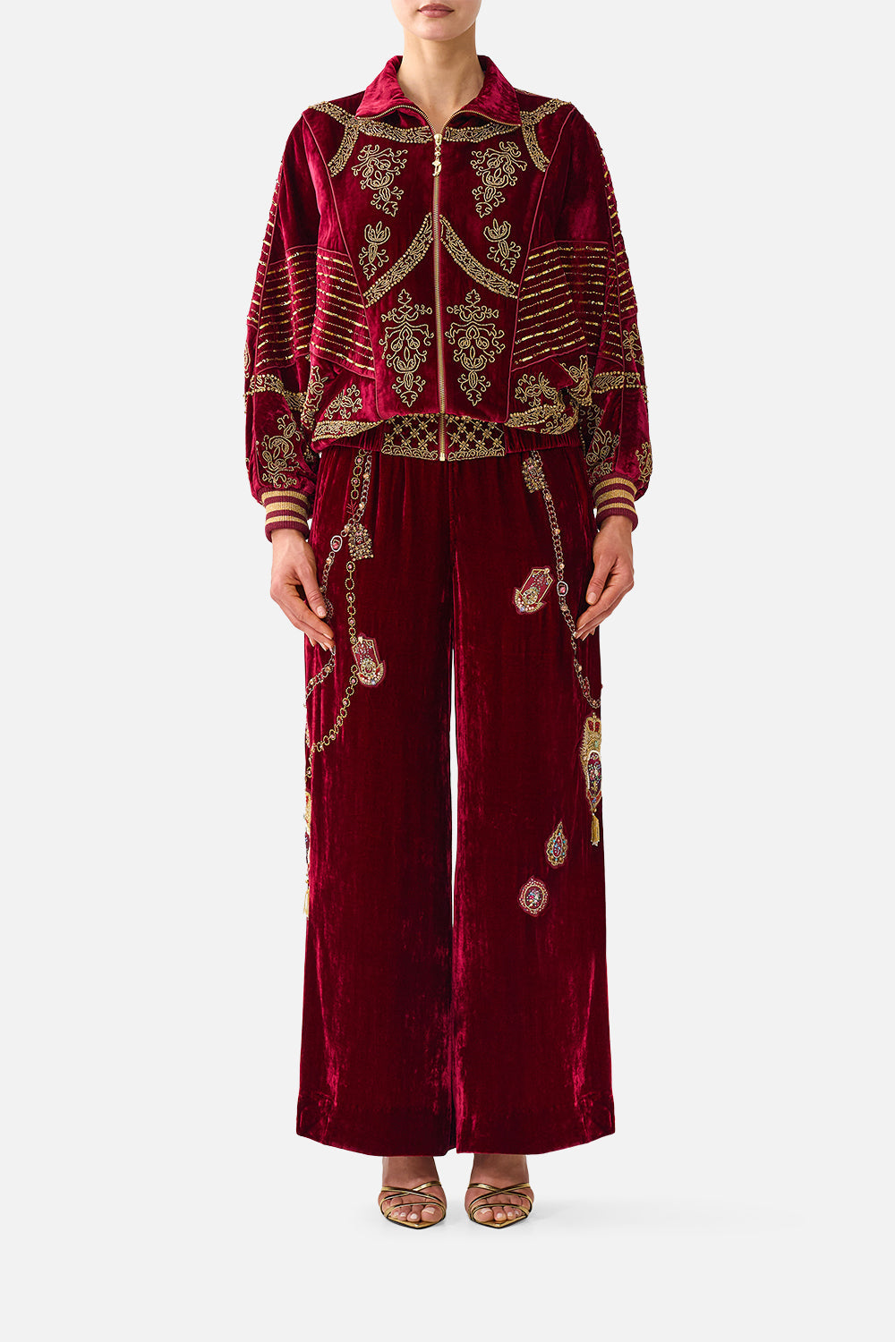 VELVET ZIP FRONT PANELLED SWEATER CALL ME A CARRIAGE