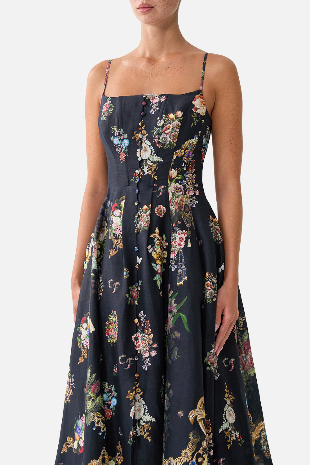 ROBE CORSET AVEC LONGUE JUPE ÉVASÉE NIGHT GARDEN