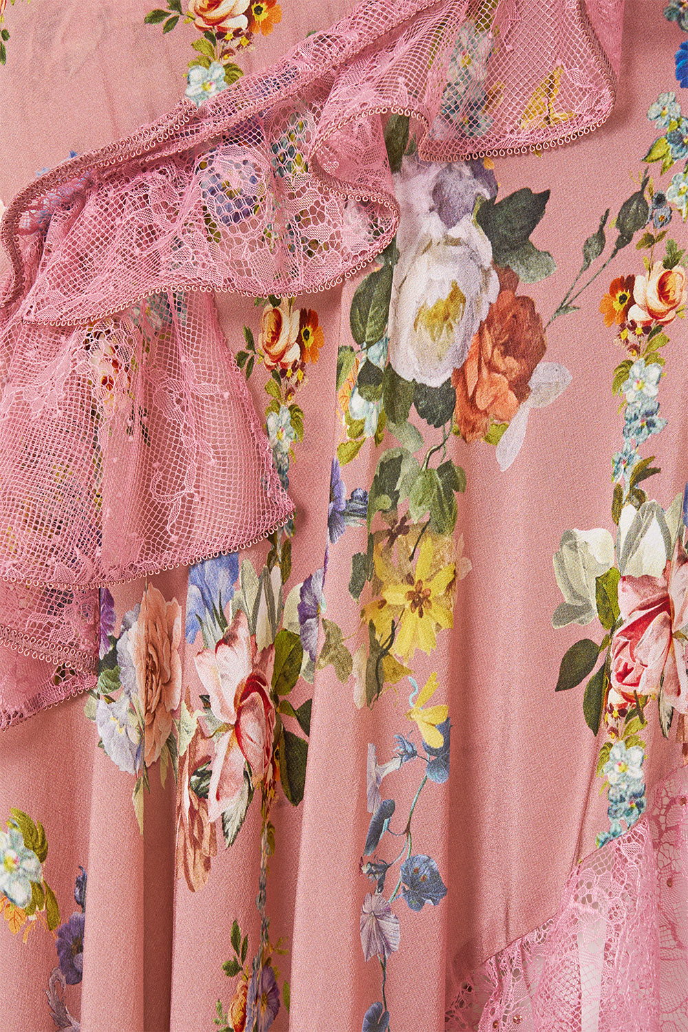 The CAMILLA ASYMMETRIC MULTI FRILL DRESS CHAMBER OF BLOOMS