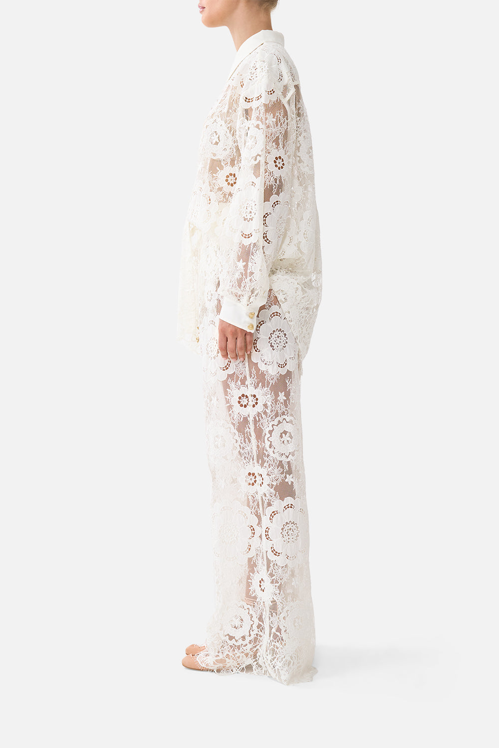 The CAMILLA COWL NECK CAMI WITH LACE A BELOVED BOUDOIR in our  print.