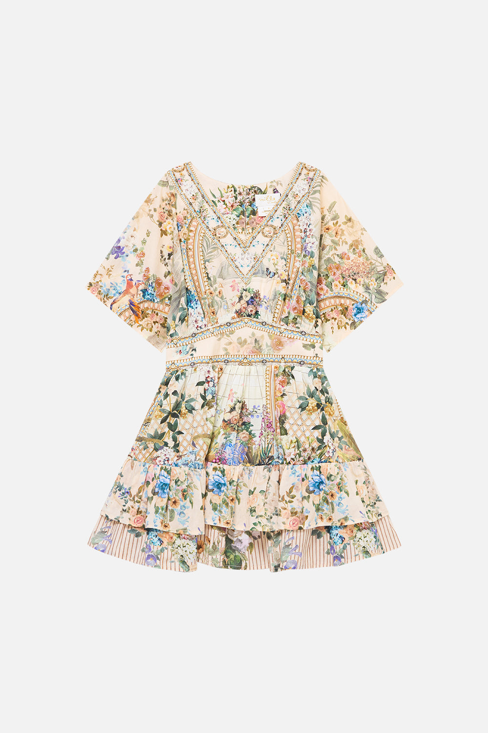 KIDS V NECK MINI DRESS W LAYERED FRILL HEM MIDSUMMER MASTERPIECE