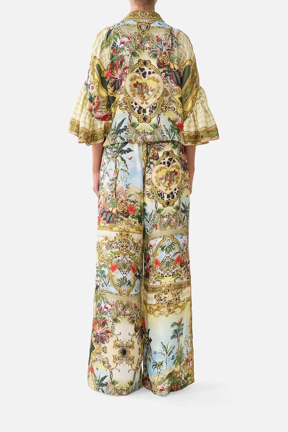 The CAMILLA Wide Leg Trouser With Front Pockets Wanderlust Empire in our Wanderlust Empire print.