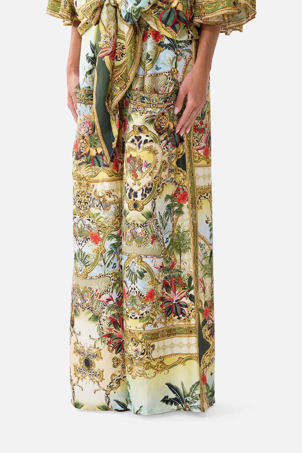 The CAMILLA Wide Leg Trouser With Front Pockets Wanderlust Empire in our Wanderlust Empire print.