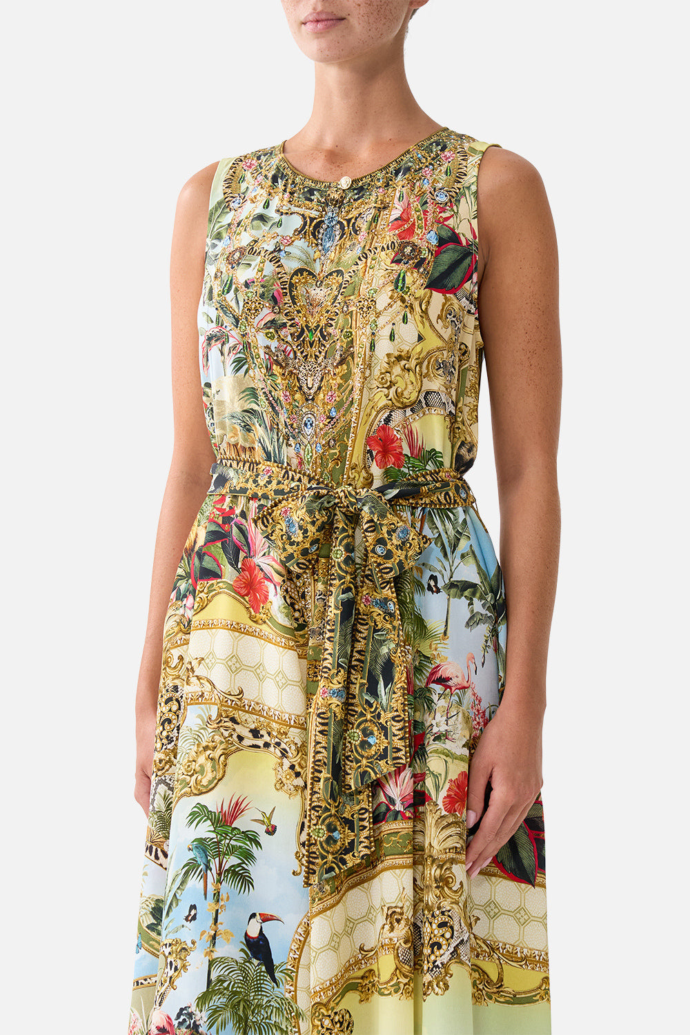 The CAMILLA Flared Jumpsuit Wanderlust Empire in our Wanderlust Empire print.