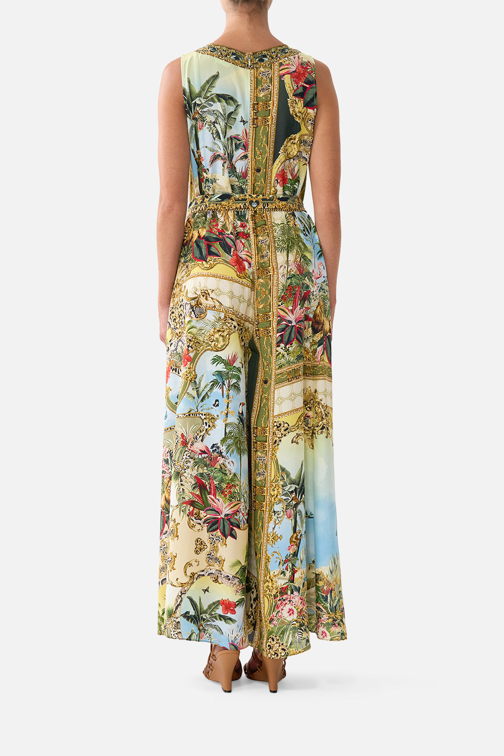 The CAMILLA Flared Jumpsuit Wanderlust Empire in our Wanderlust Empire print.