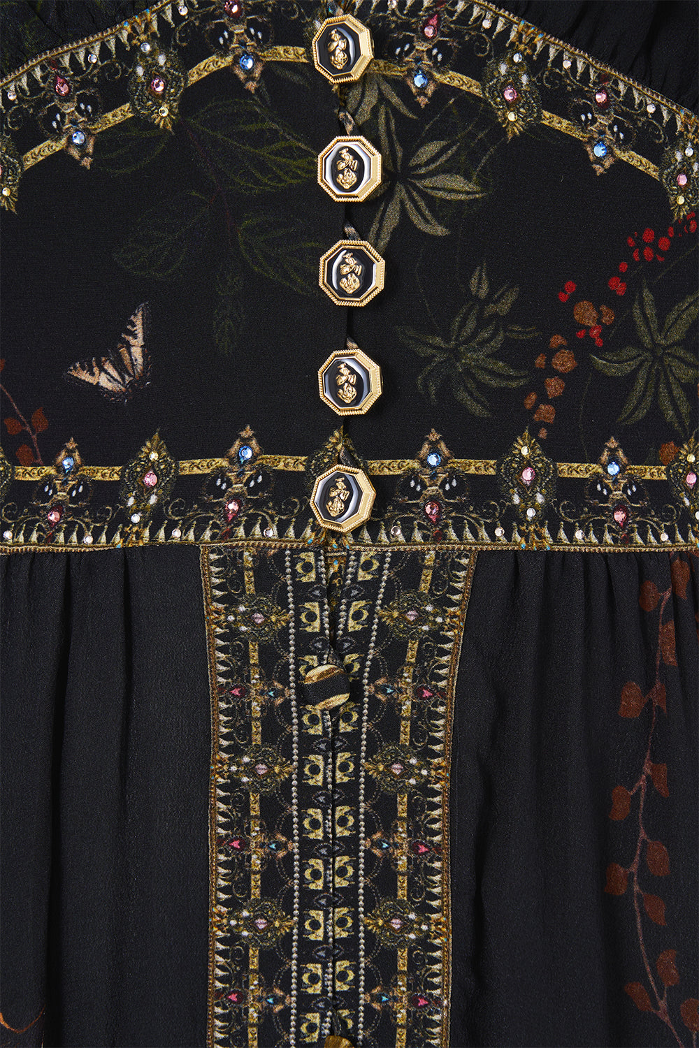 The CAMILLA Shaped Waistband Dress With Flutter Sleeves Palace Zoology in our Palace Zoology print.