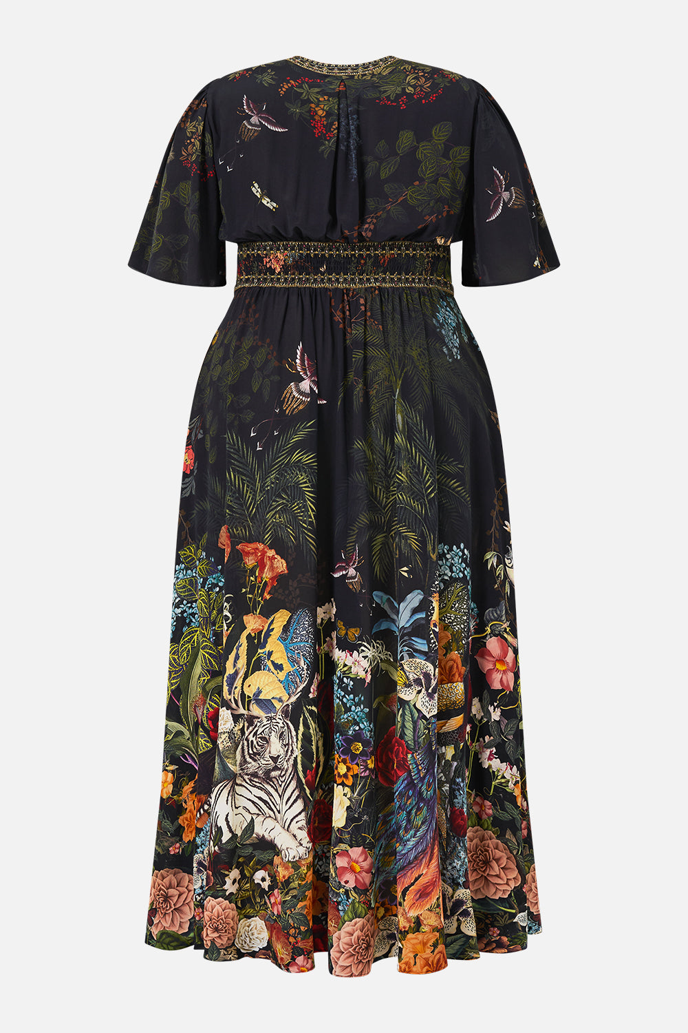 SHAPED WAISTBAND DRESS WITH FLUTTER SLEEVES PALACE ZOOLOGY