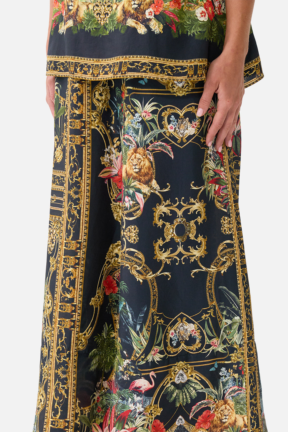 The CAMILLA Cropped Wide Leg Panel Pant Palace Zoology in our Palace Zoology print.