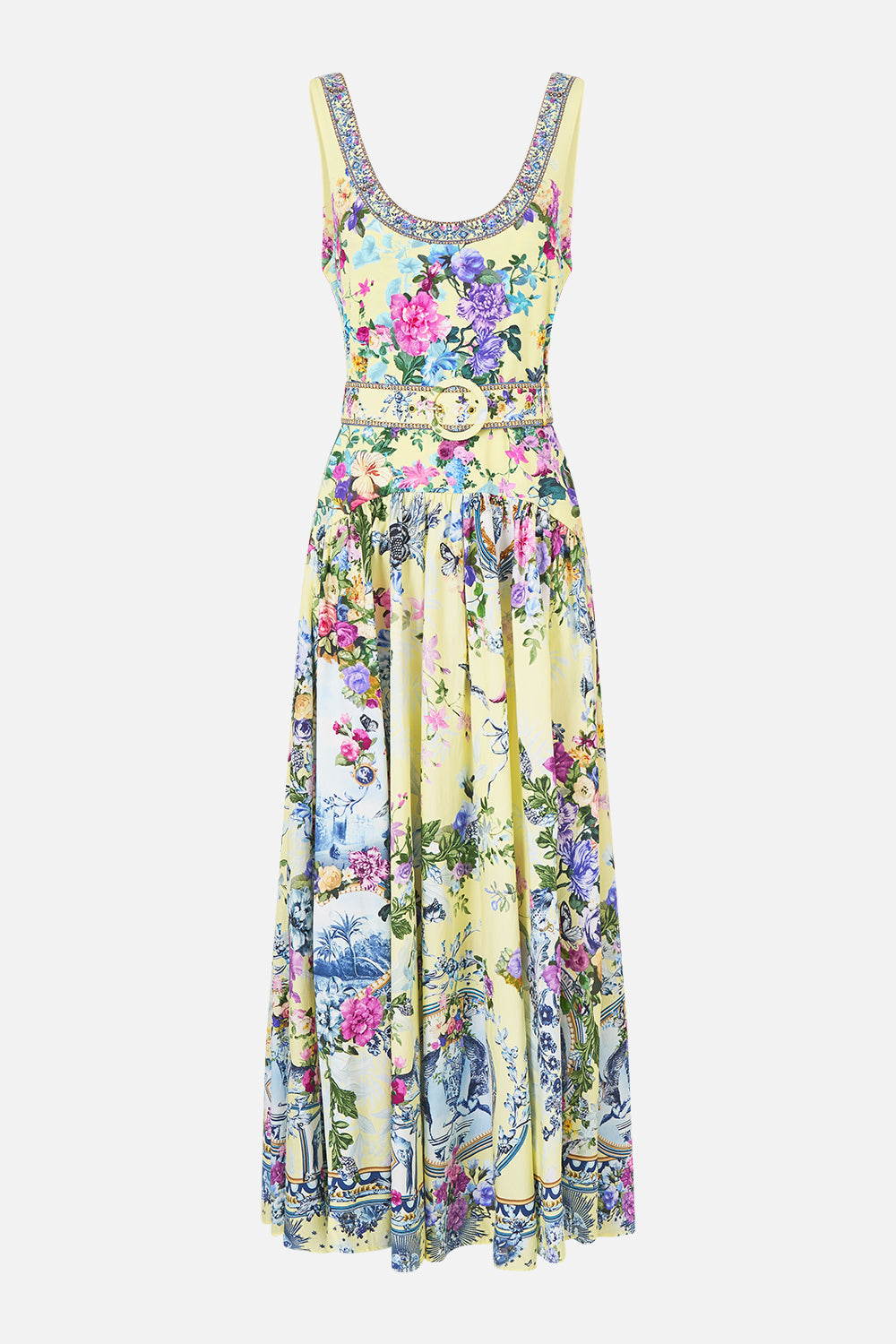 The CAMILLA Jersey Tank Dress With Contrast Skirt Chinoiserie Child in our Chinoiserie Child print.
