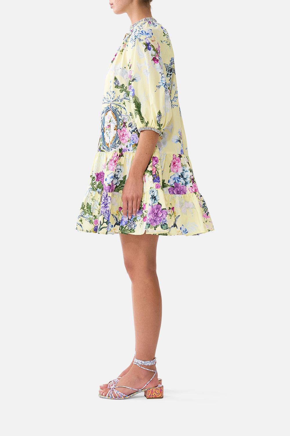 The CAMILLA Puff Sleeve Shirt Dress Chinoiserie Child in our Chinoiserie Child print.