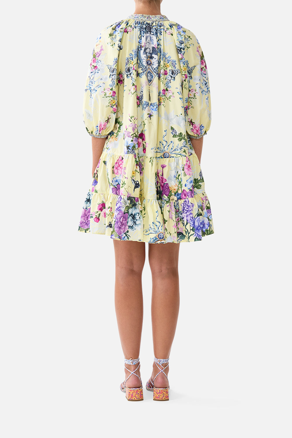 The CAMILLA Puff Sleeve Shirt Dress Chinoiserie Child in our Chinoiserie Child print.