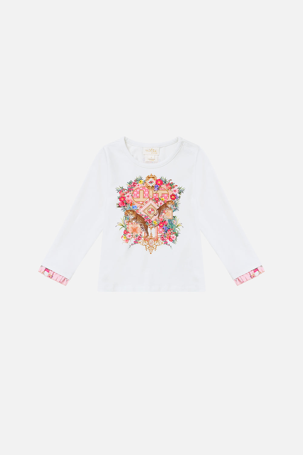 The CAMILLA Babies Long Sleeve Tee W/ Frill Cuff She's No Wallflower in our She's No Wallflower print.