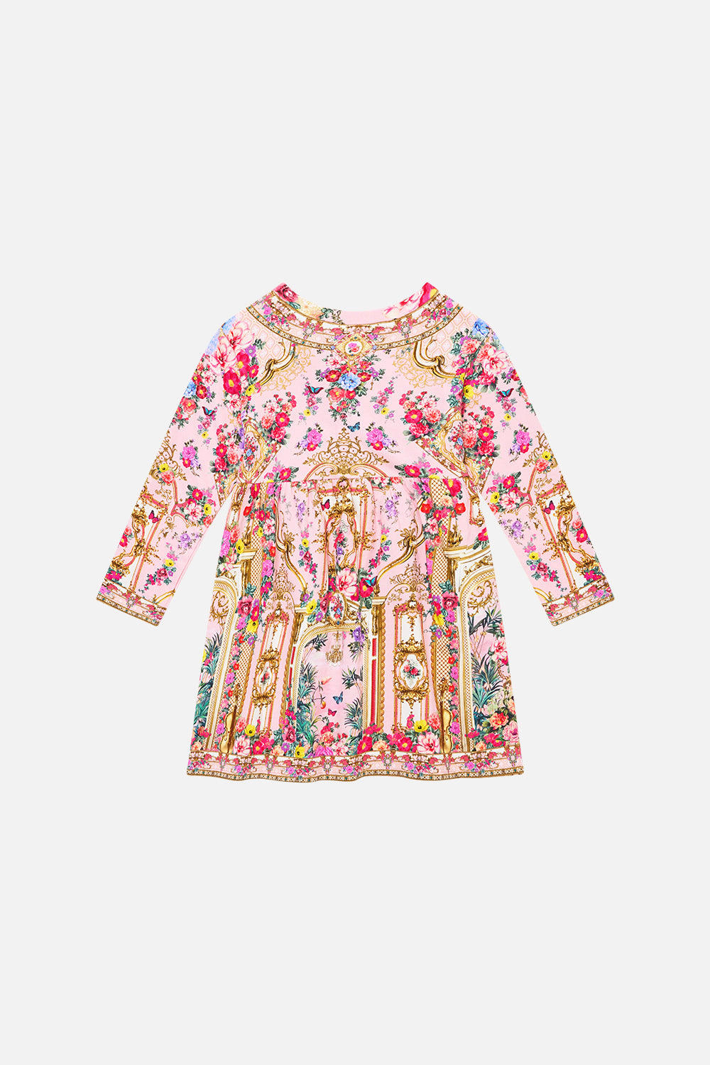 The CAMILLA Kids Long Sleeve Fleece Dress She's No Wallflower in our She's No Wallflower print.
