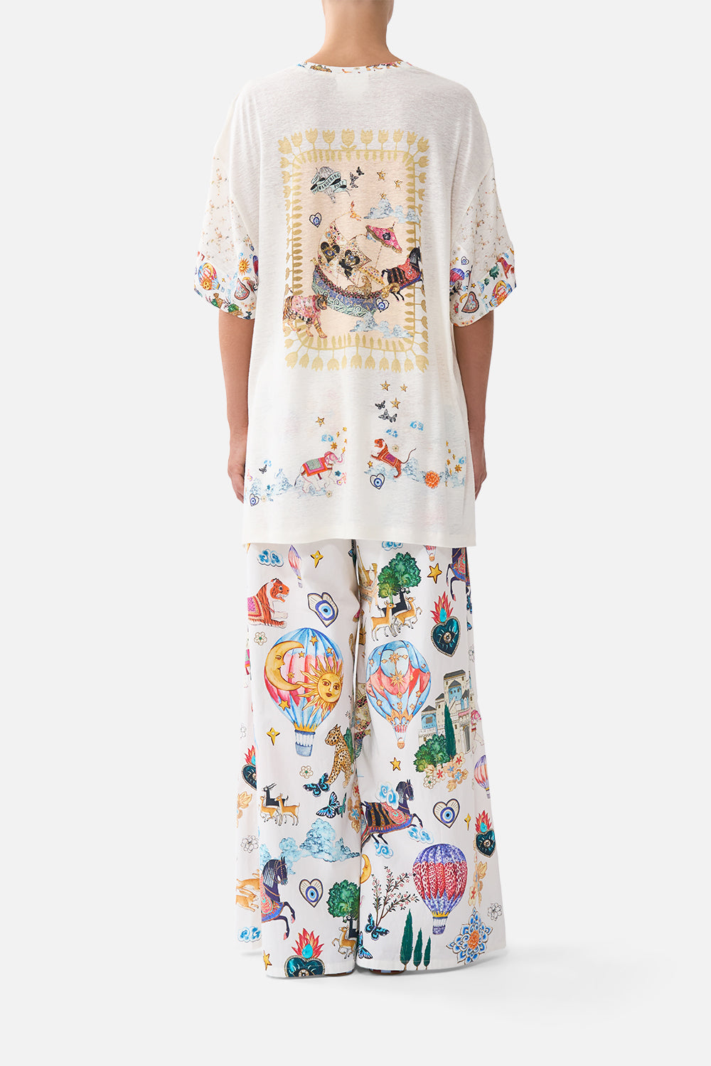 The CAMILLA BUTTON FRONT FRILL DRESS NOTES FROM THE BLUE ROOM in our  print.