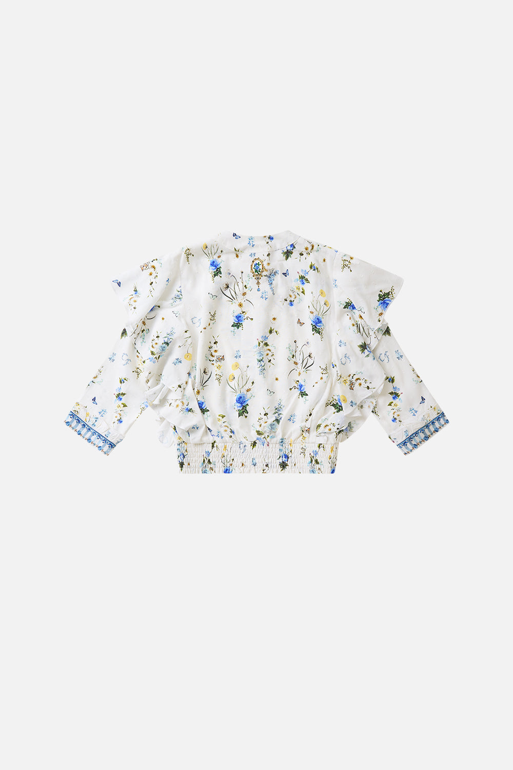 The CAMILLA V NECK SLIP DRESS WITH FLOUNCE HEM NIGHT GARDEN in our  print.