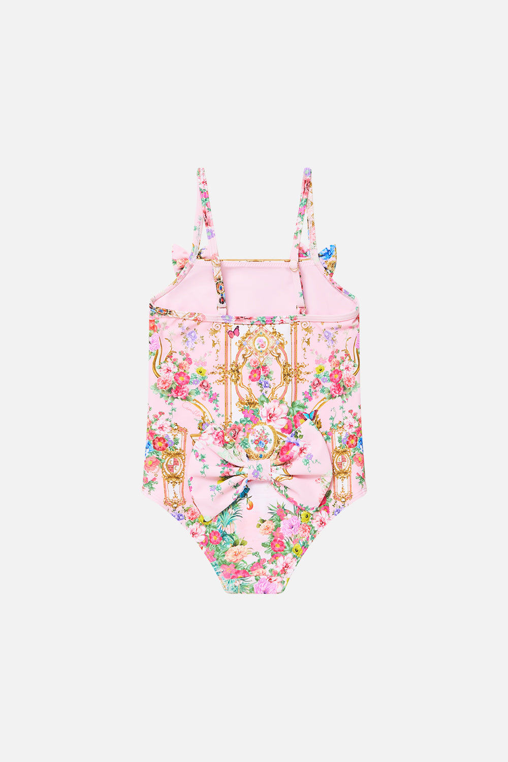 The CAMILLA Babies Straight Neck One Piece W/ Bows She's No Wallflower in our She's No Wallflower print.