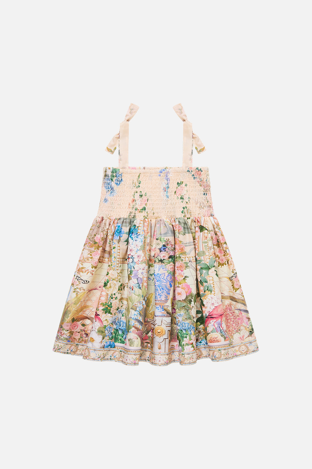 ROBE FRONCÉE BÉBÉ À NŒUDS BRETELLES CHEF-D'ŒUVRE ESTIVAL