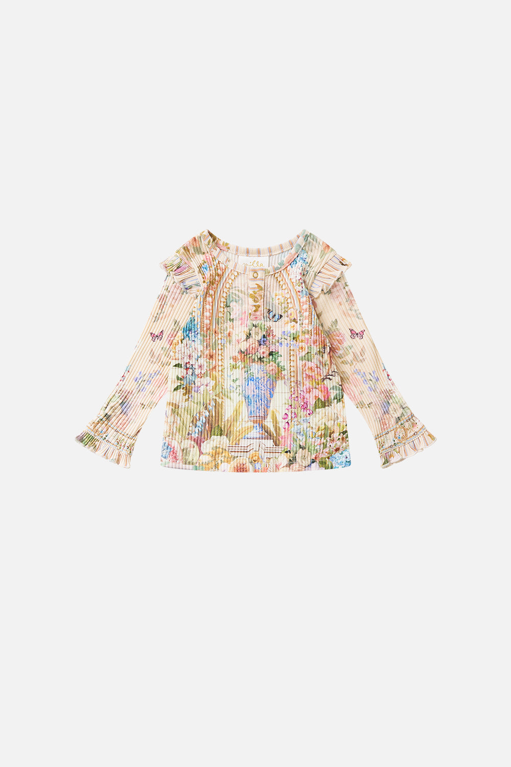 BÉBÉS HENLEY MANCHES LONGUES VOLANTS ÉPAULES CHEF-D'ŒUVRE MI-ÉTÉ