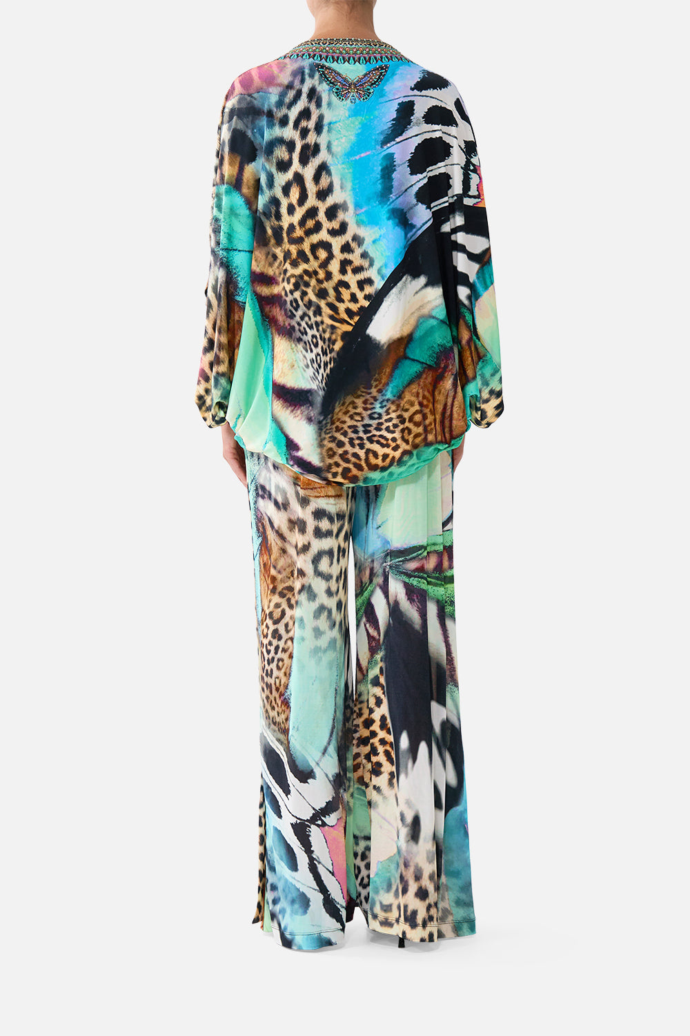 STRAIGHT LEG JERSEY PANTS WITH SIDE PANELS BUTTERFLY BOHEMIA