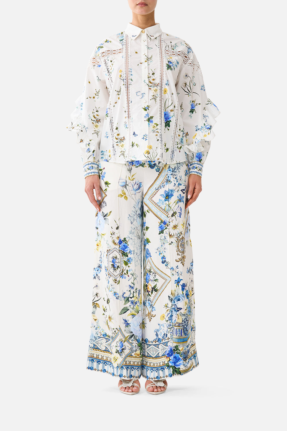 PANTALON LARGE CEINTURÉ AVEC FOULARD MOTIF PISSENLITS DANDELION SKIES