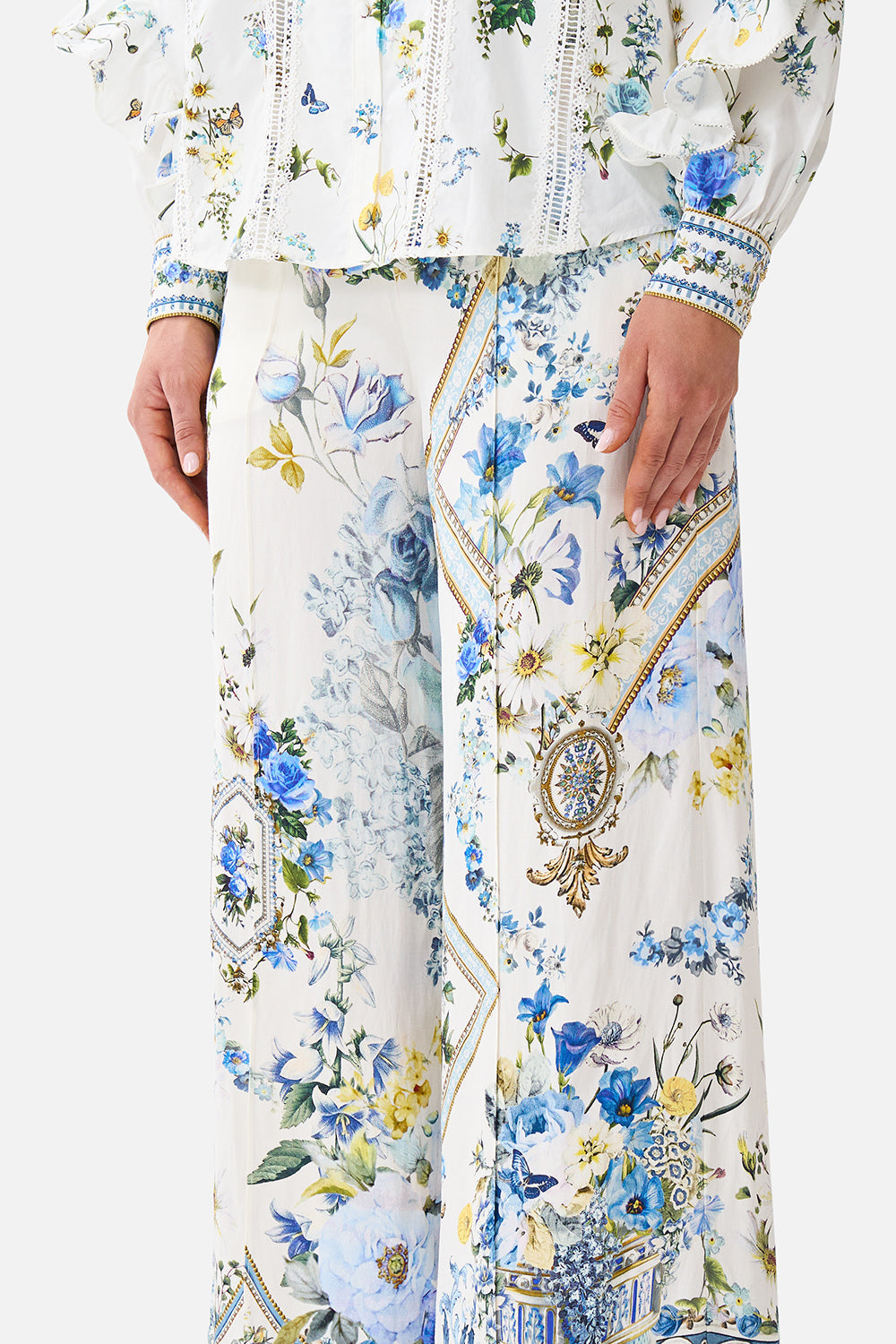 PANTALON LARGE CEINTURÉ AVEC FOULARD MOTIF PISSENLITS DANDELION SKIES