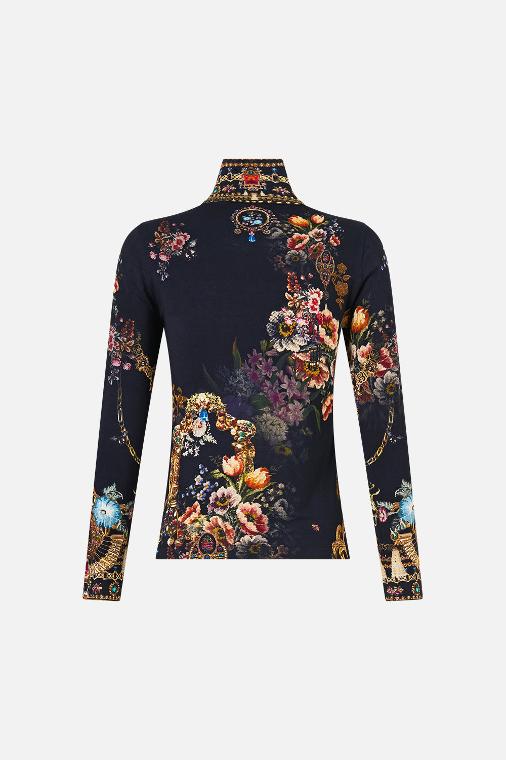 The CAMILLA JERSEY TURTLENECK NIGHT GARDEN