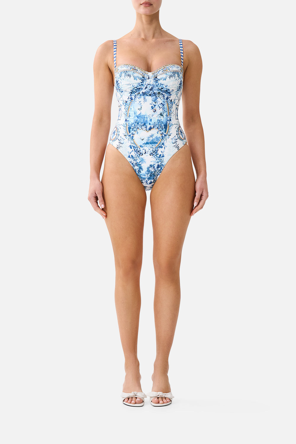 The CAMILLA Ruched Cup Underwire One Piece The Porcelain Parlour in our The Porcelain Parlour print.
