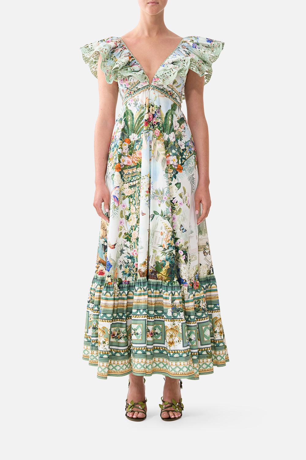 The CAMILLA FRILL NECK DRESS WITH HARDWARE ART FOR THE EMPRESSART FOR THE EMPRESS