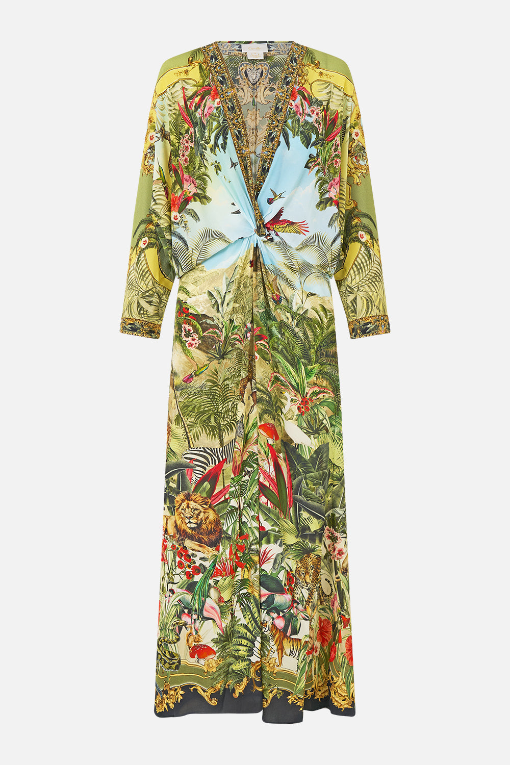 The CAMILLA Twist Front Batwing Dress Wanderlust Empire in our Wanderlust Empire print.