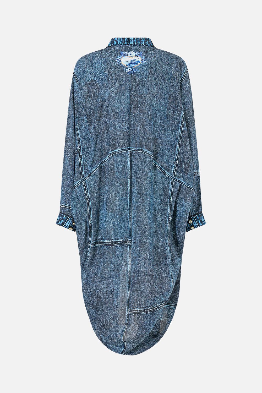 The CAMILLA Button Up Top With Draped Back The Porcelain Parlour in our The Porcelain Parlour print.